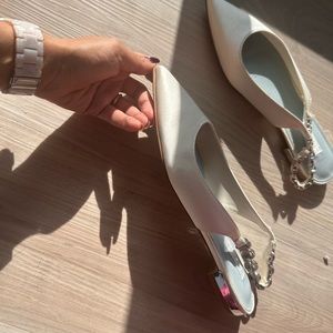 Nine west bridal white satin flats